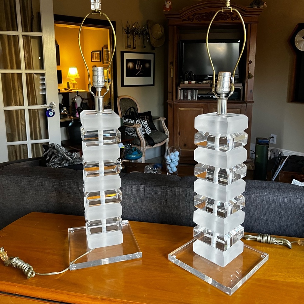 Pair of vintage MCM Lucite lamps